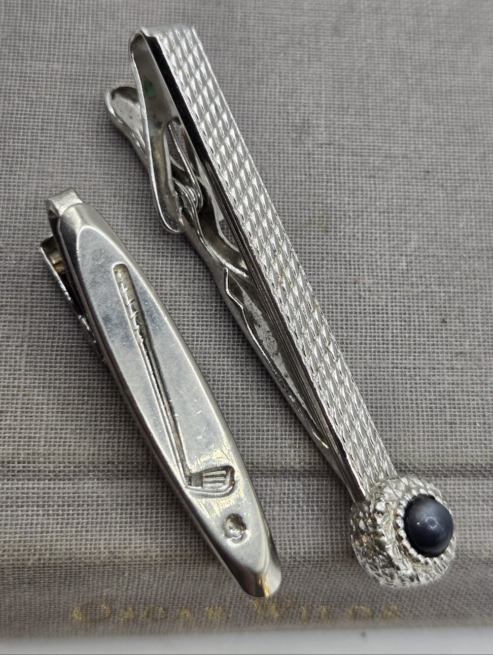 Vintage Silver-tone Golf Club Bar Tie Clip Minimalist Men Dapper MCM Mid Century